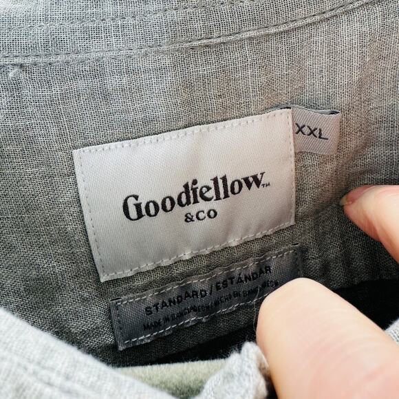 Goodfellow Light Gray Linen Long Sleeve Button Collared Shirt 2XL - Picture 6 of 12